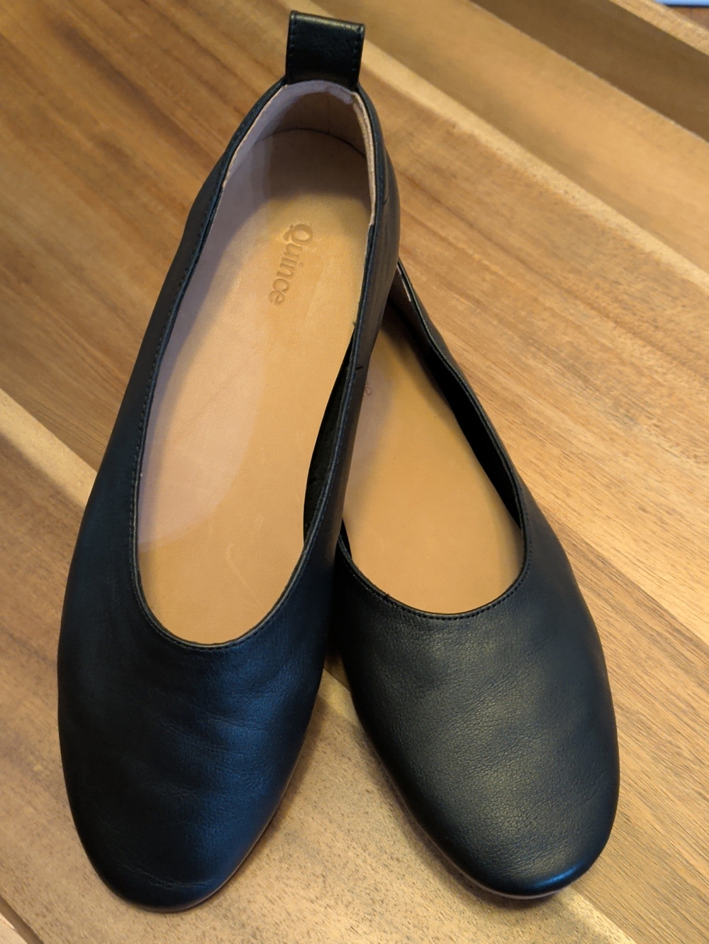 Quince Black Italian Leather Glove Ballet Flats